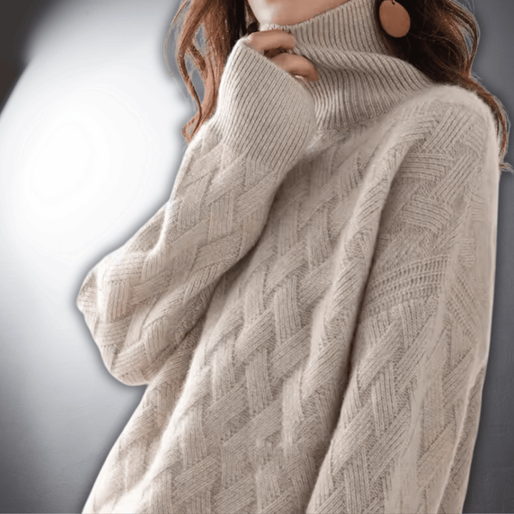 Helene | Dame Oversized Sweater Med Turtleneck Og Ribbet Manchetter