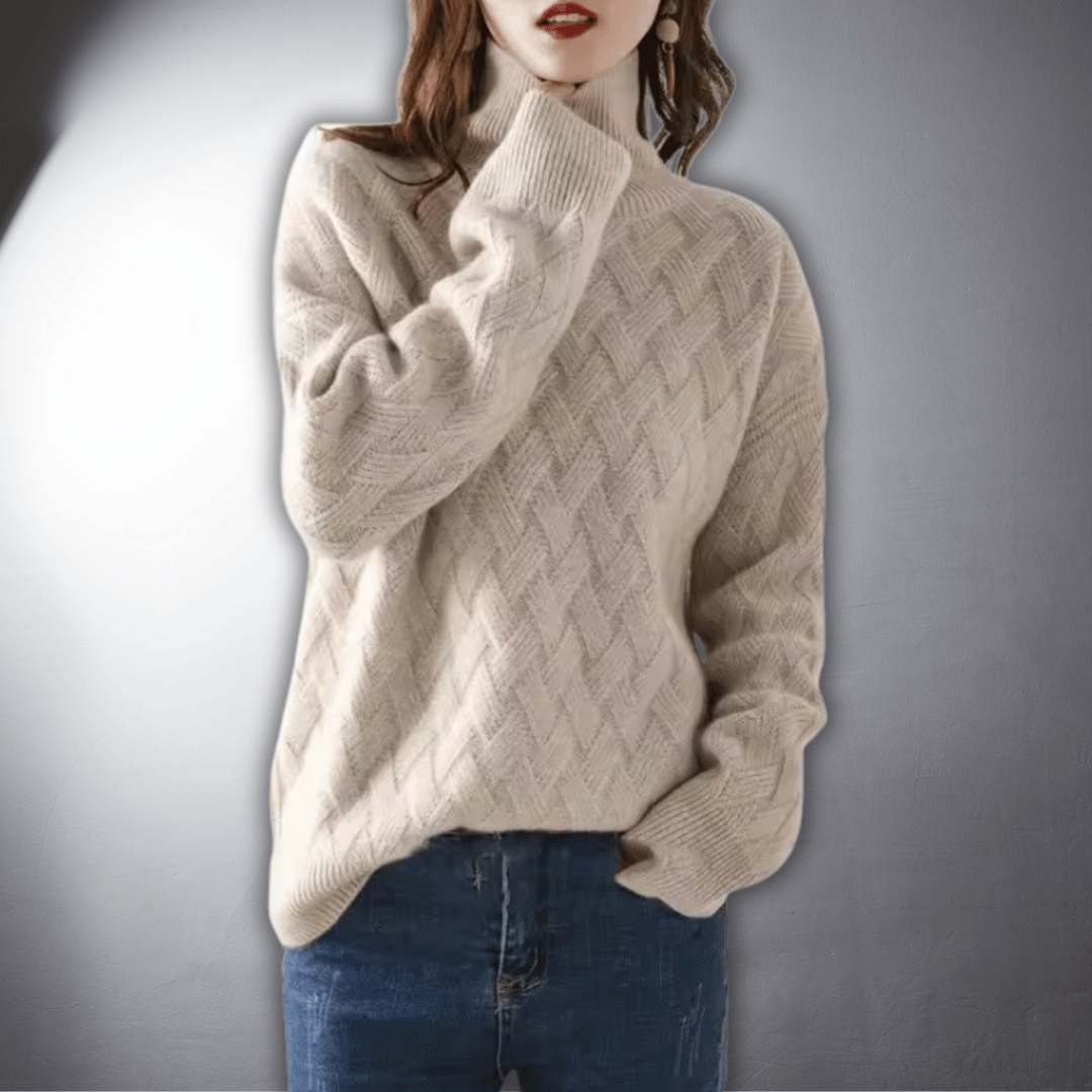 Helene | Dame Oversized Sweater Med Turtleneck Og Ribbet Manchetter