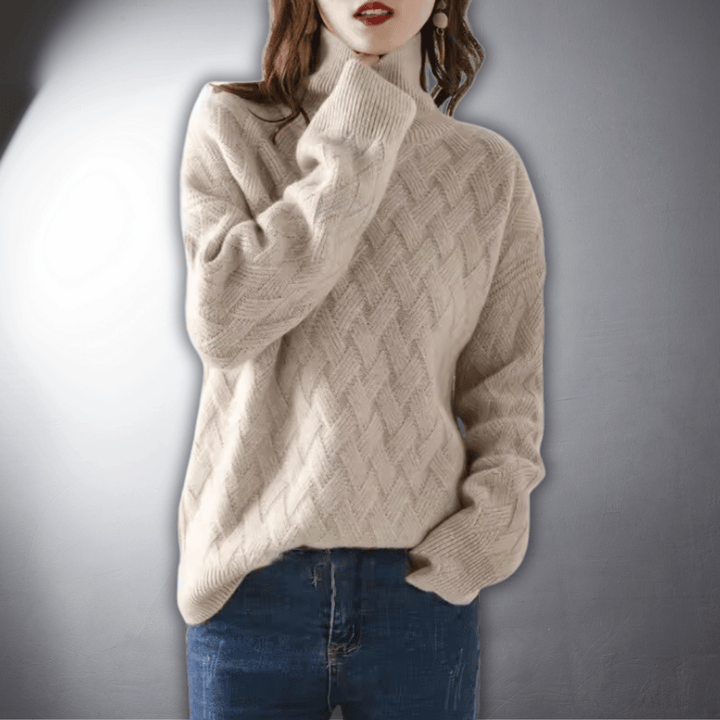 Helene | Dame Oversized Sweater Med Turtleneck Og Ribbet Manchetter