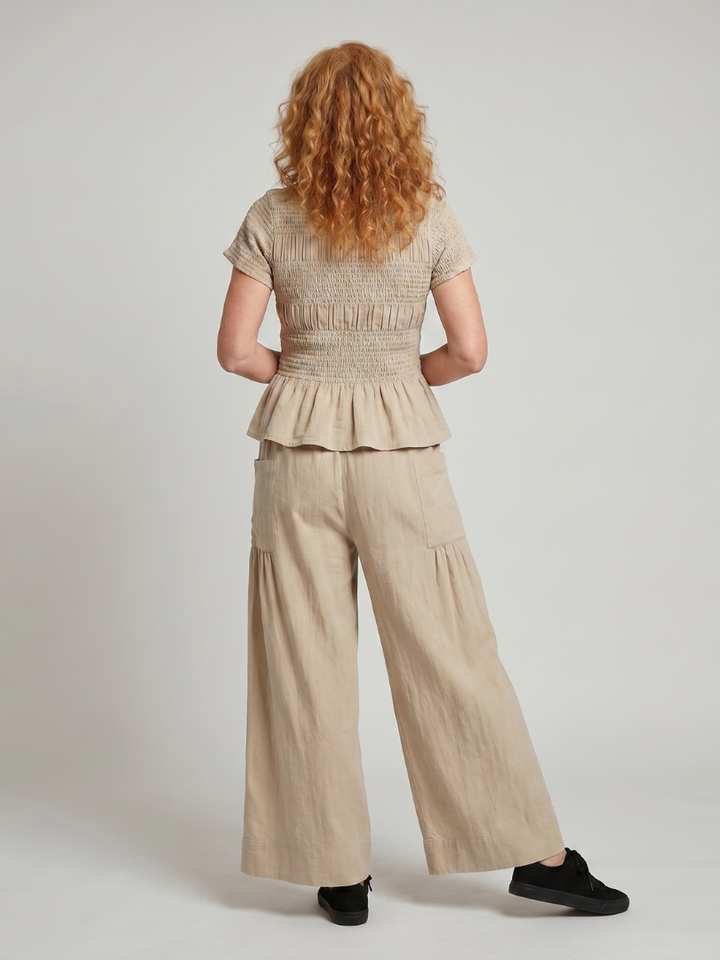 Lise | Dame Todelssæt Med Peplum-Top Og Vide Bukser