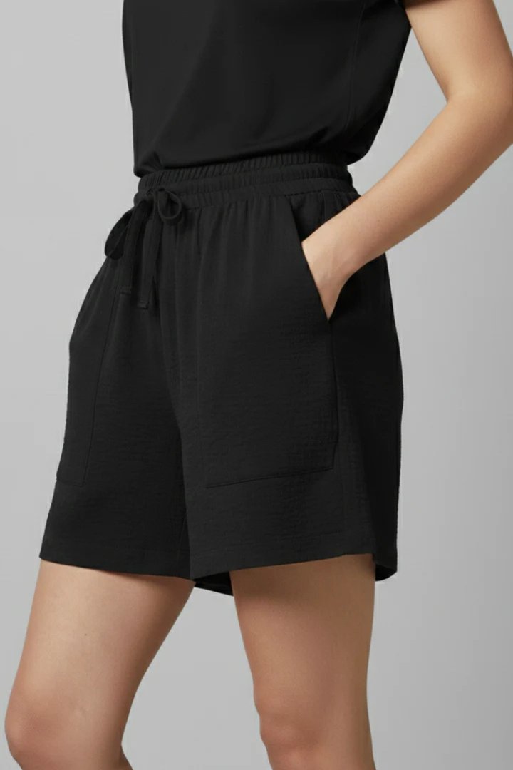 Nanna | Dame Hør Shorts Med Elastisk Snøretalje Og Lommer