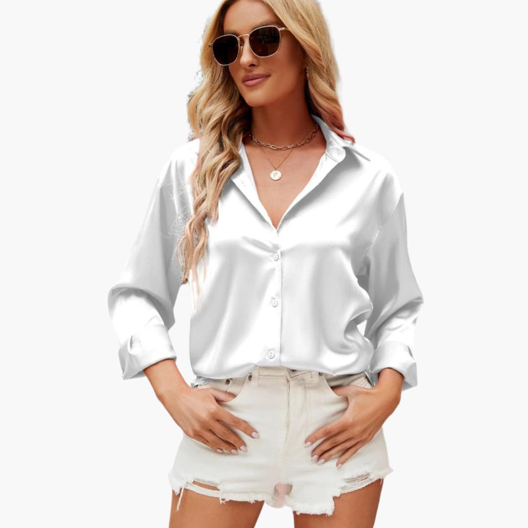 Line | Dame Satinbluse Med Glat Finish