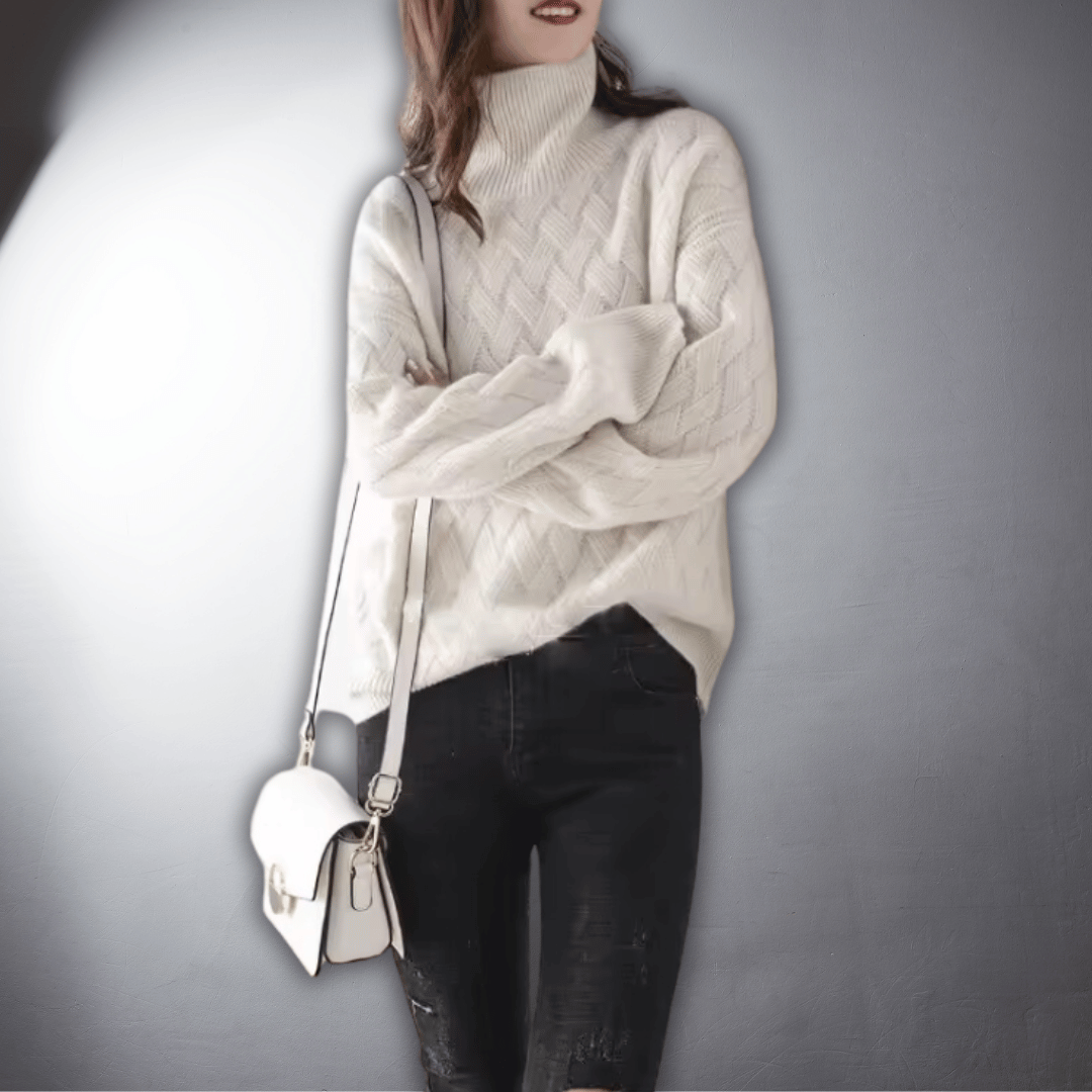 Helene | Dame Oversized Sweater Med Turtleneck Og Ribbet Manchetter