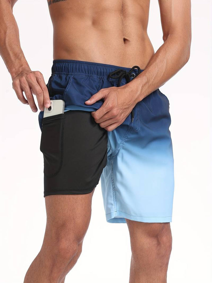 Bjarne | Herre Badeshorts Sommer Print Snøre Elastik Lommer