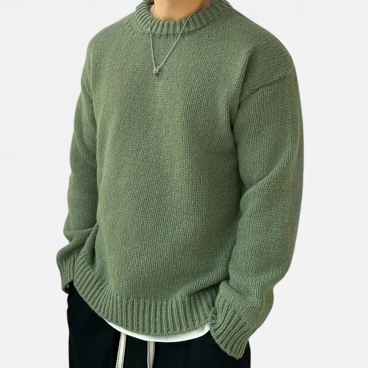 Valdemar | Herre Pullover Med Rund Hals Og Ensfarvet Design