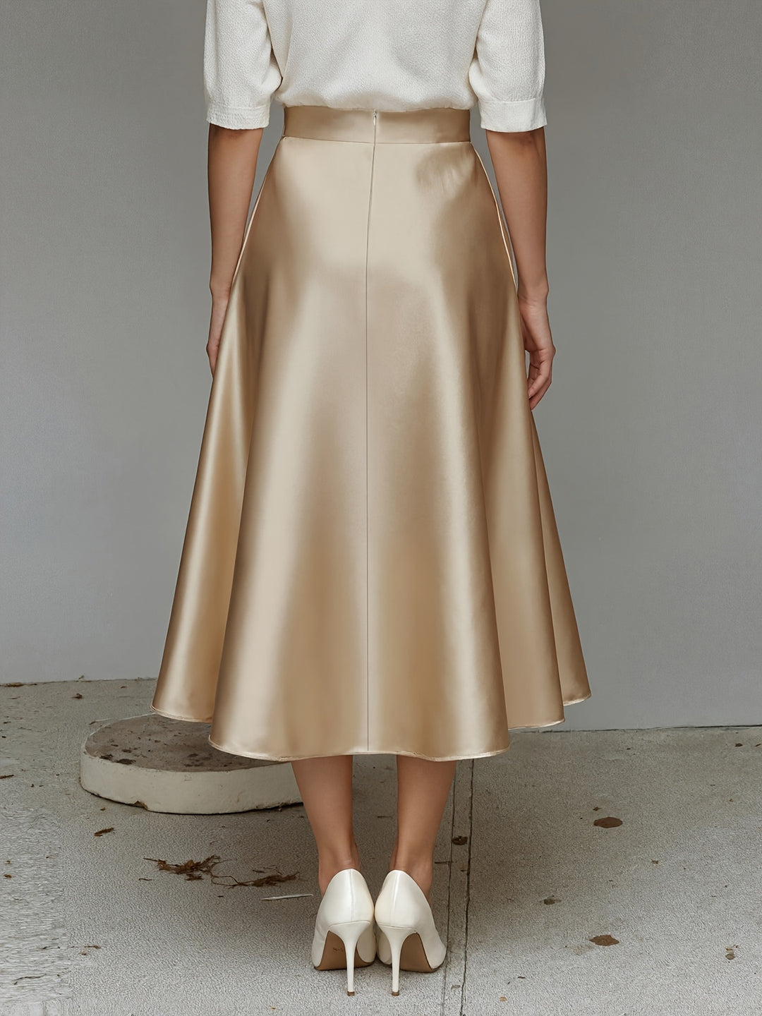 Helene | Dame Satinfinish Mididnederdel Med A-Line Snit