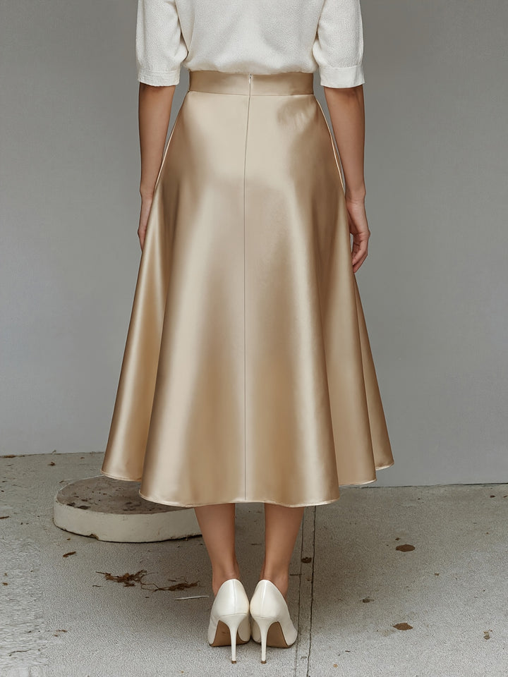 Helene | Dame Satinfinish Mididnederdel Med A-Line Snit