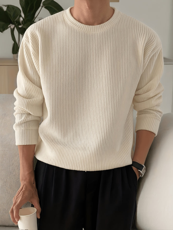 Rasmus | Herre Ribstrikket Crew-Neck Sweater Med Løs Pasform