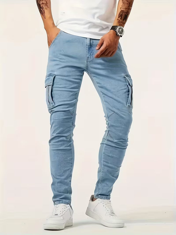 Jens | Herre Slim Fit Cargojeans Med Flere Lommer