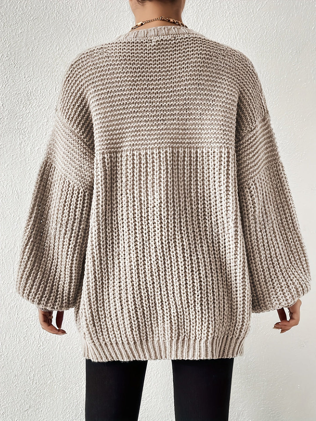 Ida | Dame Oversize Cardigan Med Åben Front Og Ballonærmer