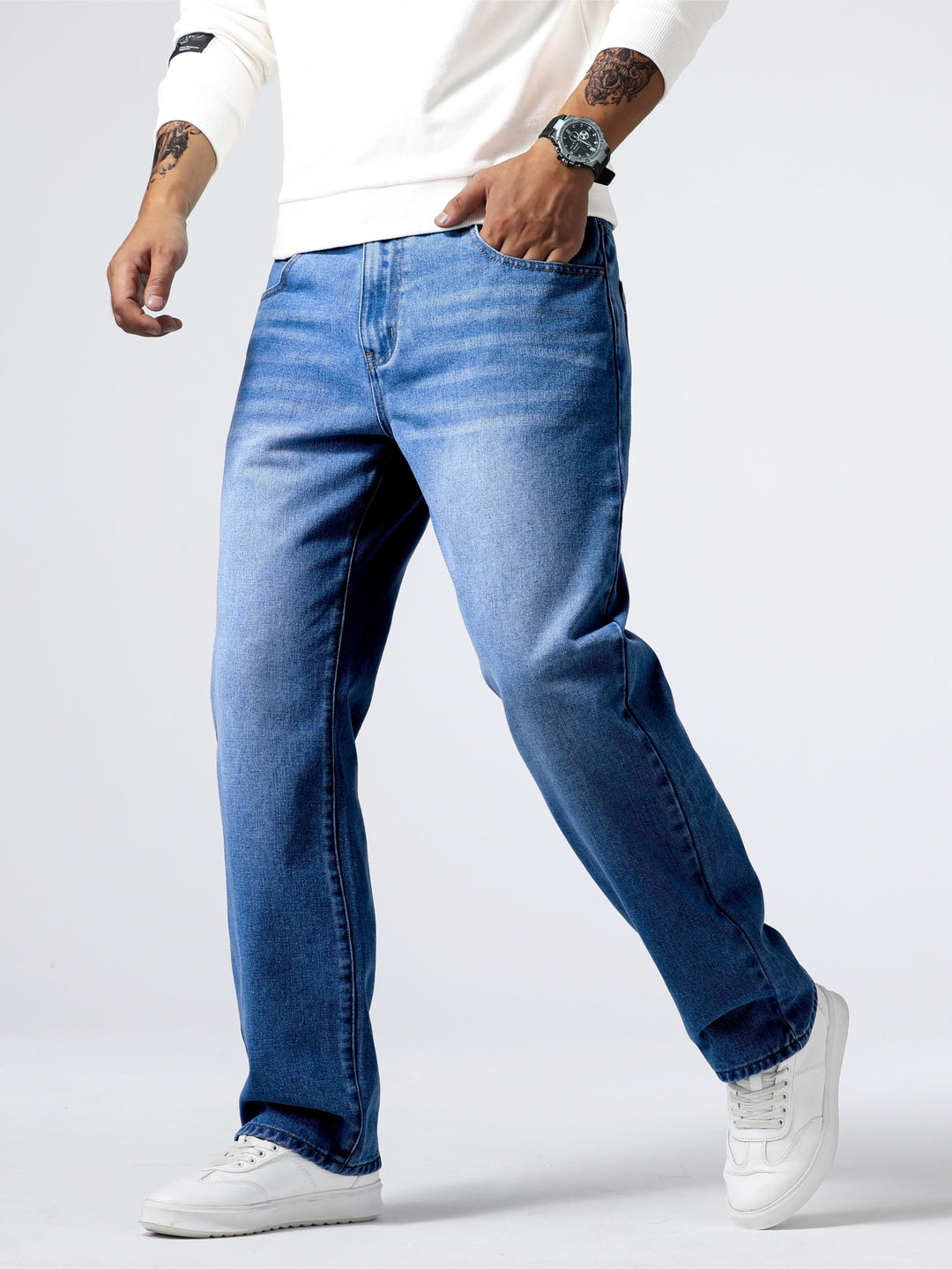 Kristian | Herre Løstsiddende Denim Jeans Med Vasket Finish