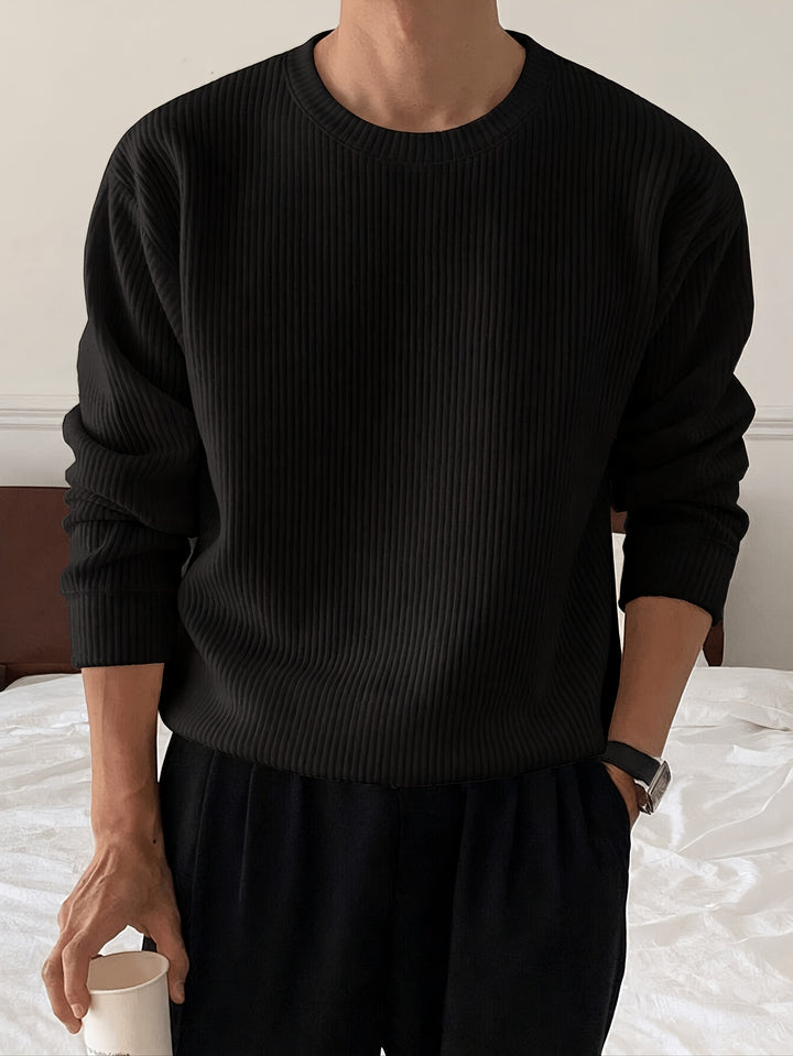 Rasmus | Herre Ribstrikket Crew-Neck Sweater Med Løs Pasform