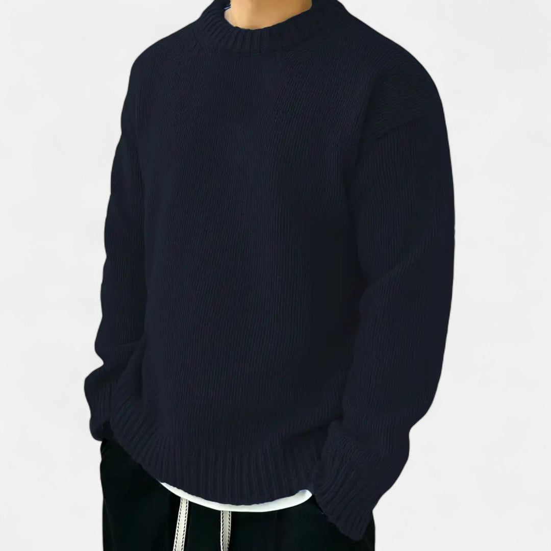 Valdemar | Herre Pullover Med Rund Hals Og Ensfarvet Design