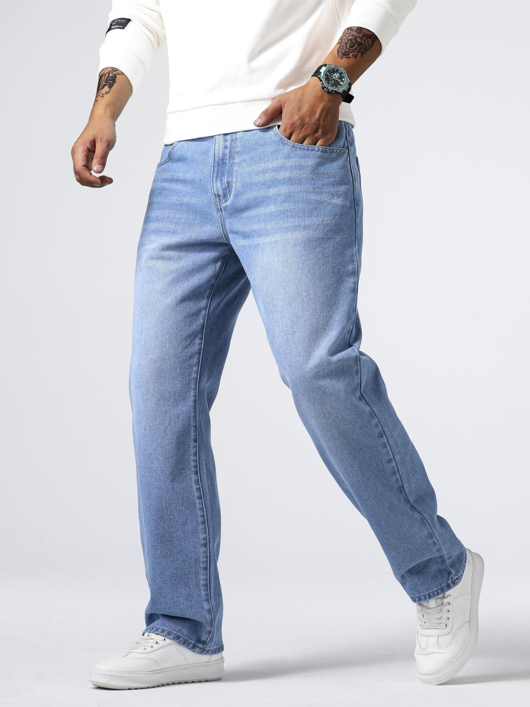 Kristian | Herre Løstsiddende Denim Jeans Med Vasket Finish