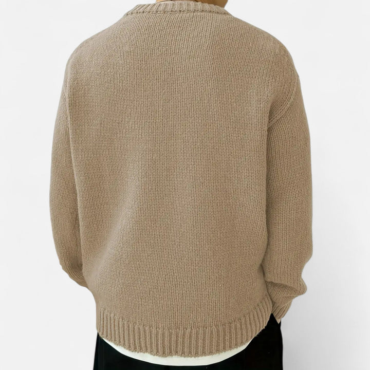 Valdemar | Herre Pullover Med Rund Hals Og Ensfarvet Design