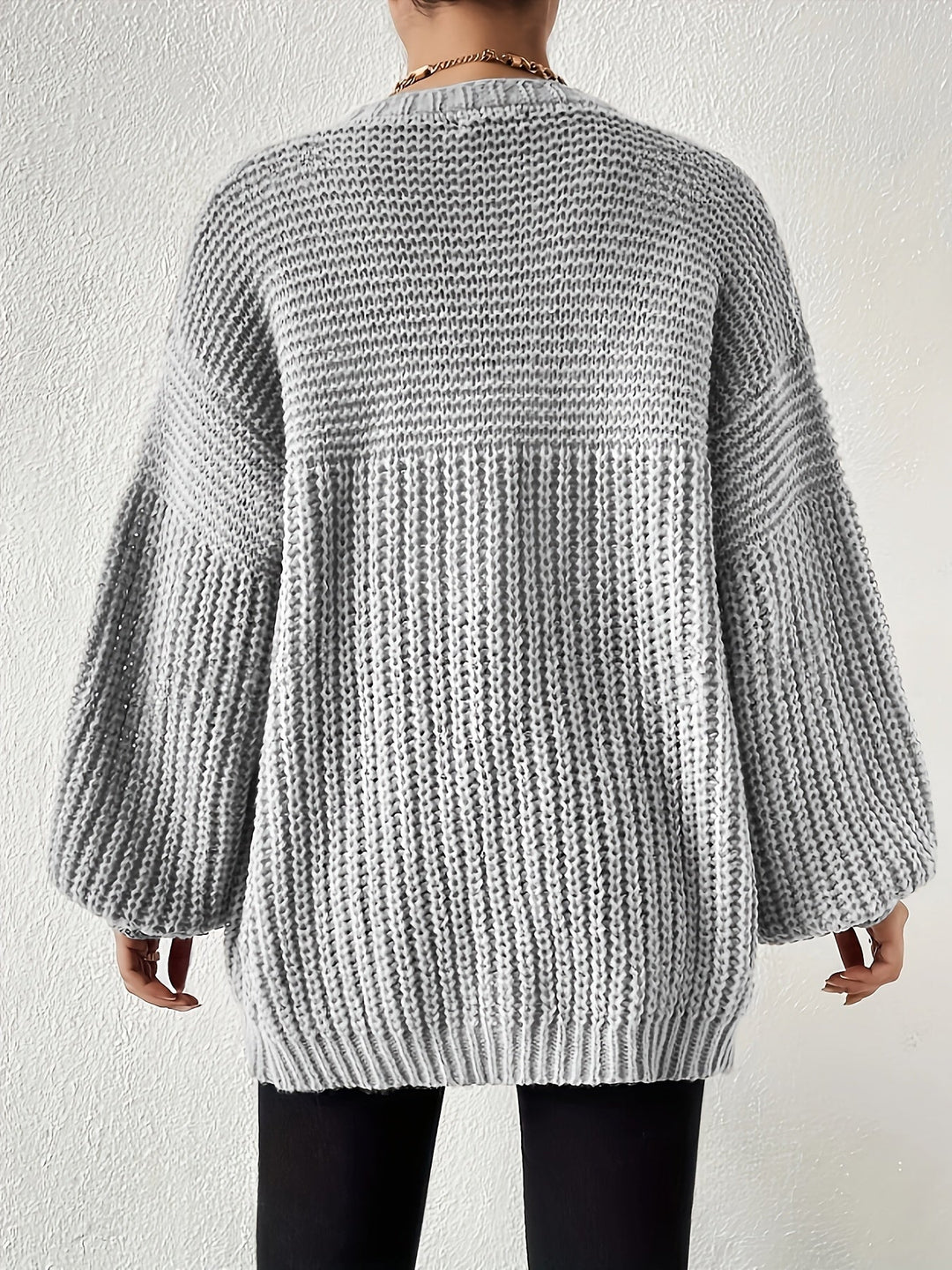 Ida | Dame Oversize Cardigan Med Åben Front Og Ballonærmer