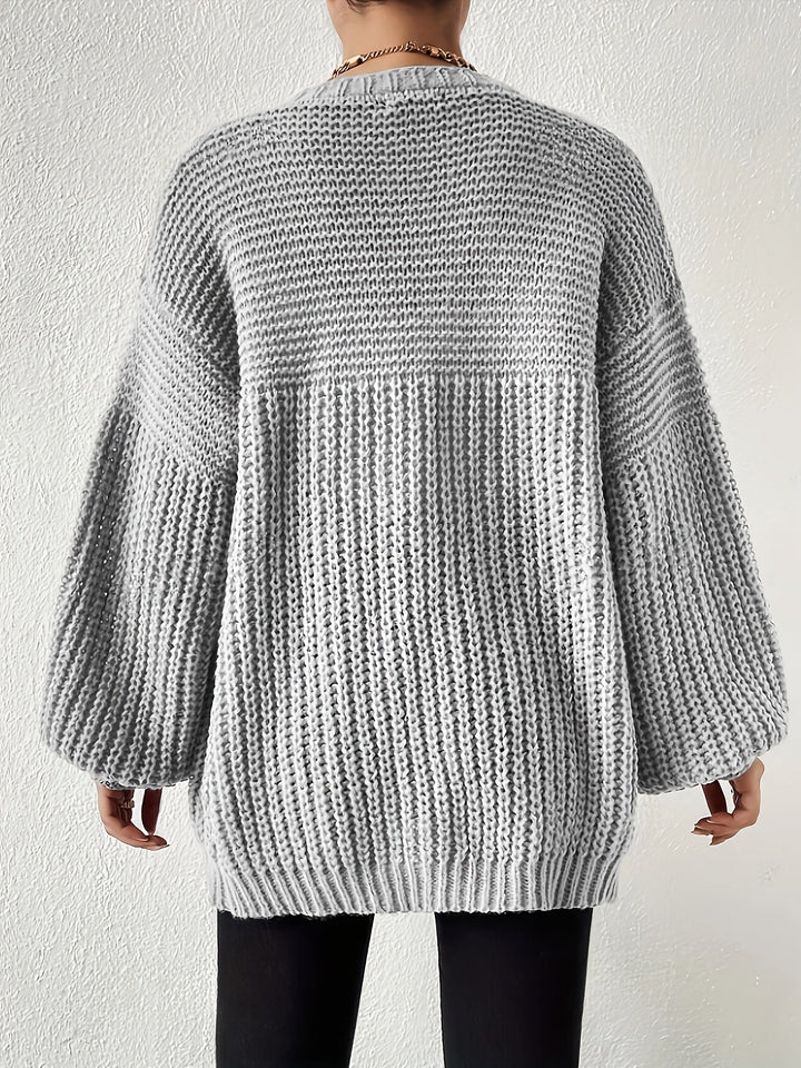 Ida | Dame Oversize Cardigan Med Åben Front Og Ballonærmer