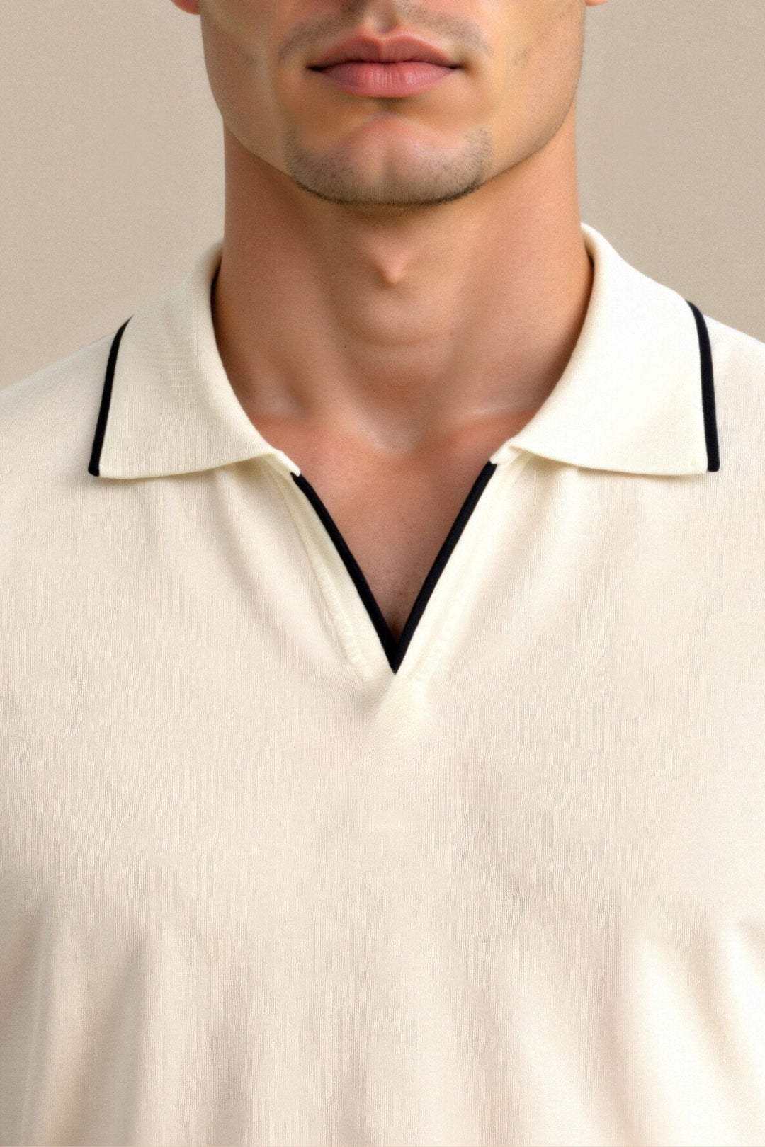 Henrik | Herre Strikket Polo T-shirt Med Korte Ærmer Og Kontrast Krave