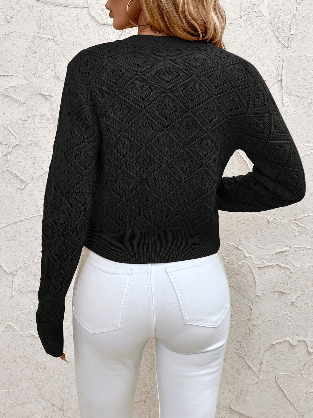Emilie | Dame Cropped Knit Cardigan Med Rund Hals Og Knaplukning