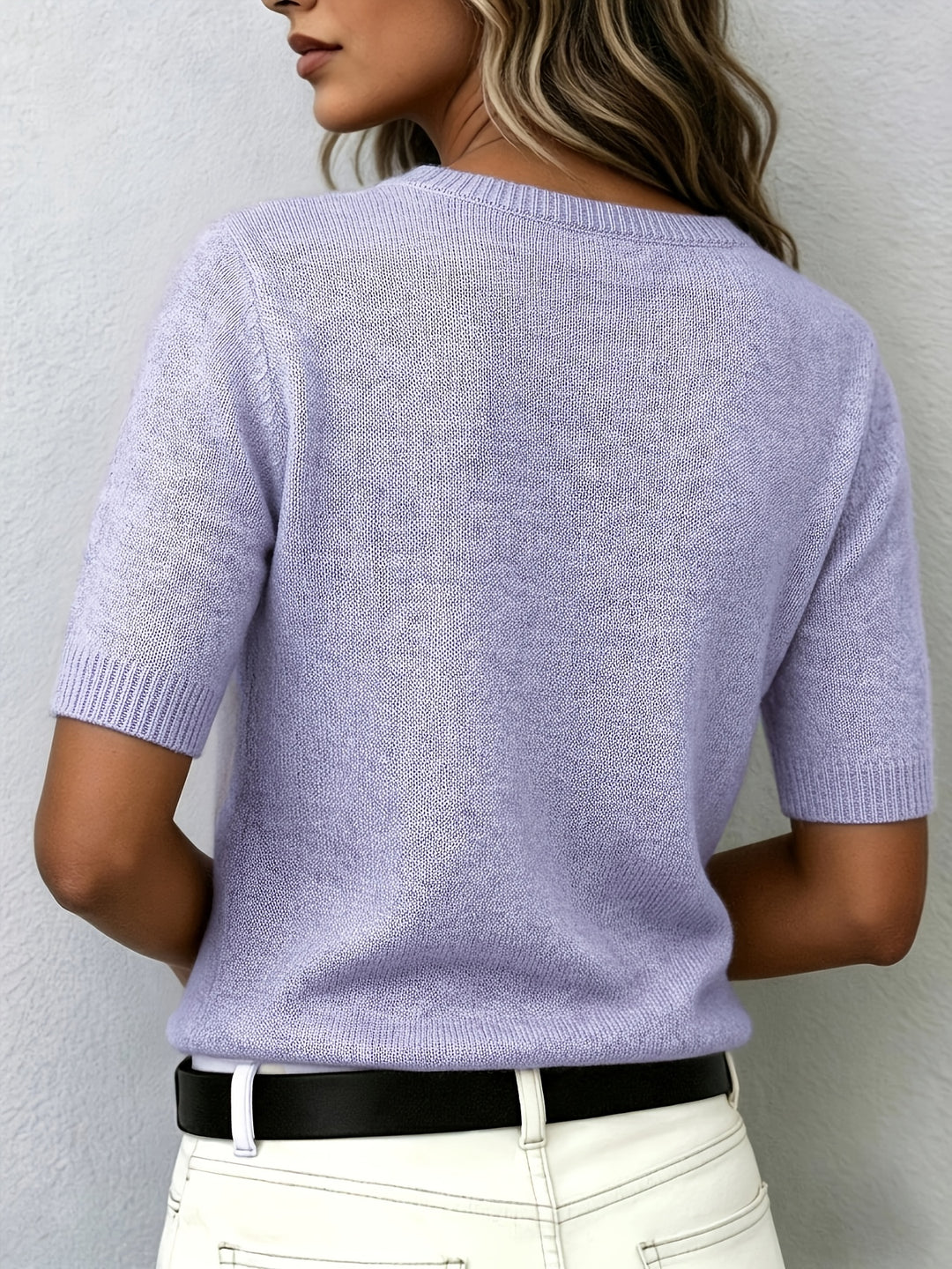 Sonja | Dame Kortærmet Cashmere Sweater Med Rund Hals