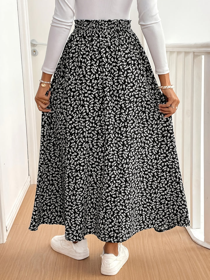 Kirsten | Dame Maxinederdel Med Blomsterprint Og Slids