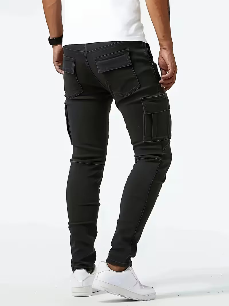 Jens | Herre Slim Fit Cargojeans Med Flere Lommer