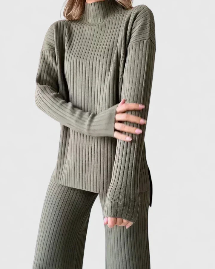 Anna | Dame Todelt Cardigan-sæt Med Slids Og Lange Ærmer