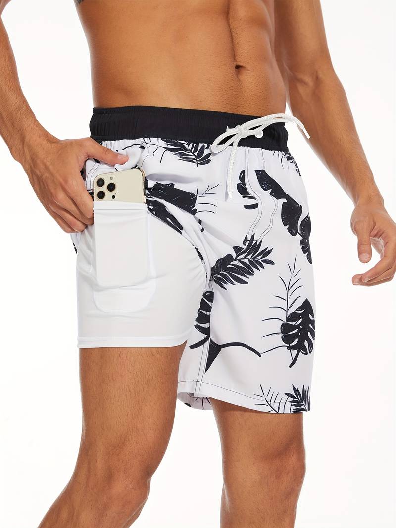 Bjarne | Herre Badeshorts Sommer Print Snøre Elastik Lommer
