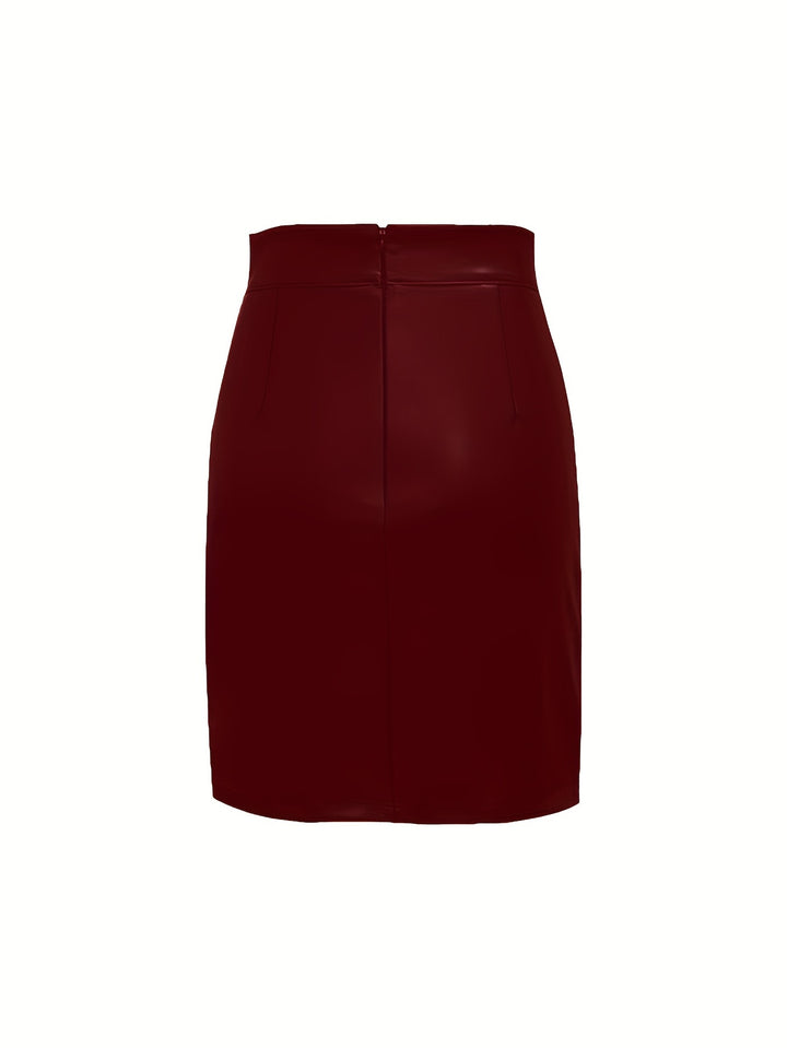 Anja | Dame Leather Miniskirt Med Lynlås Og Asymmetrisk Slids