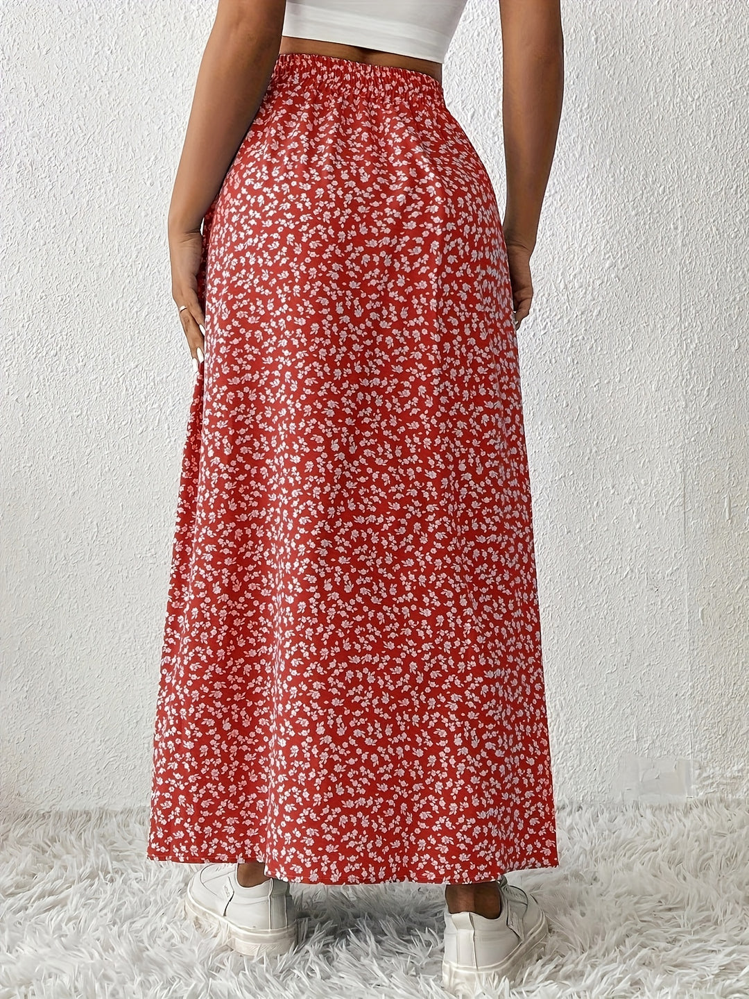 Kirsten | Dame Maxinederdel Med Blomsterprint Og Slids
