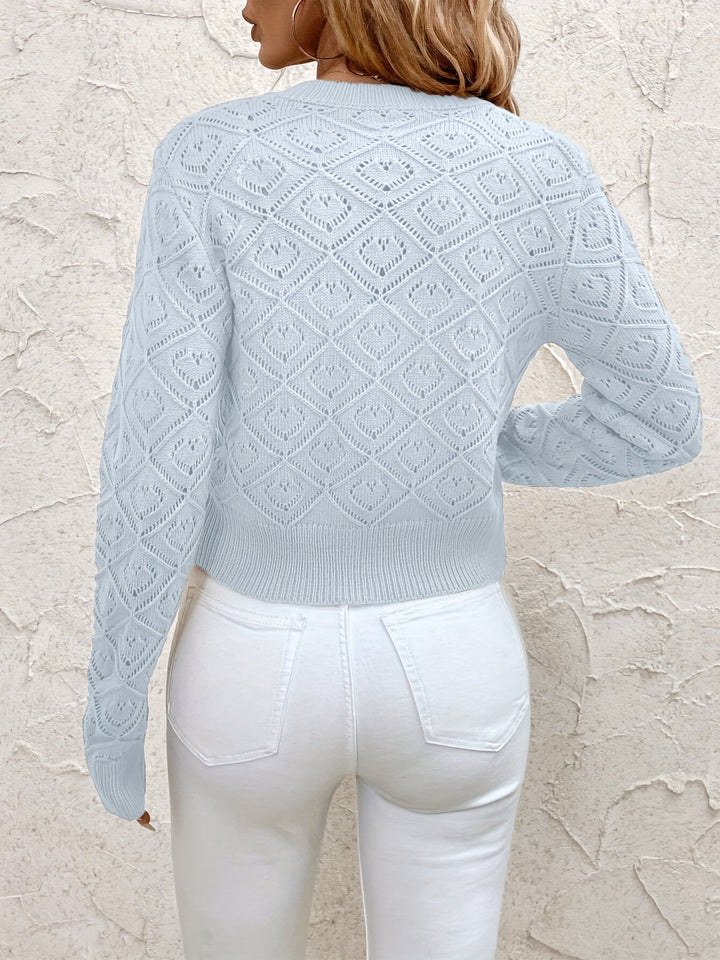 Emilie | Dame Cropped Knit Cardigan Med Rund Hals Og Knaplukning
