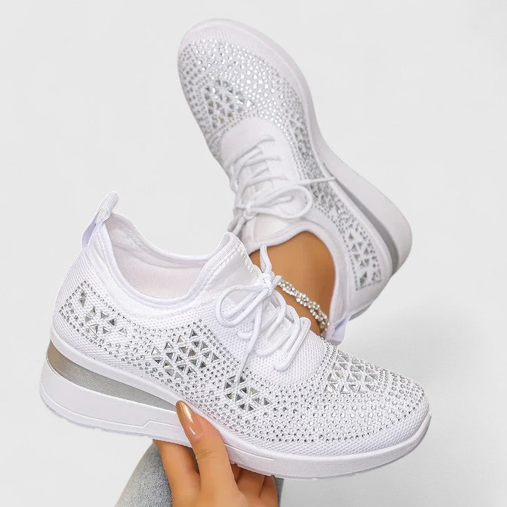 Ditte | Dame Slip-On Sneakers Med Mesh Og Glitter