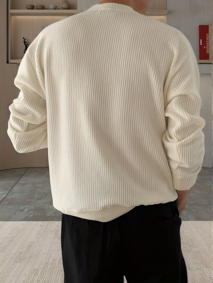 Rasmus | Herre Ribstrikket Crew-Neck Sweater Med Løs Pasform