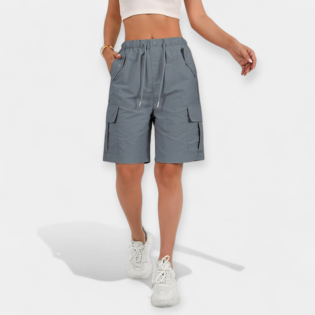 Dorthe | Dame Hør Cargo Shorts Til Sommer Med Lommer