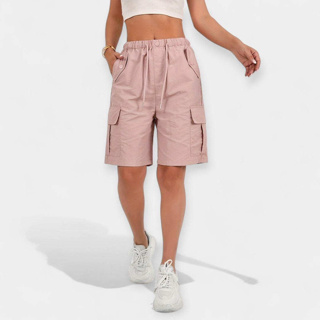 Dorthe | Dame Hør Cargo Shorts Til Sommer Med Lommer
