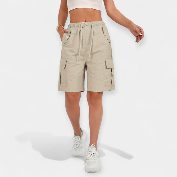 Dorthe | Dame Hør Cargo Shorts Til Sommer Med Lommer