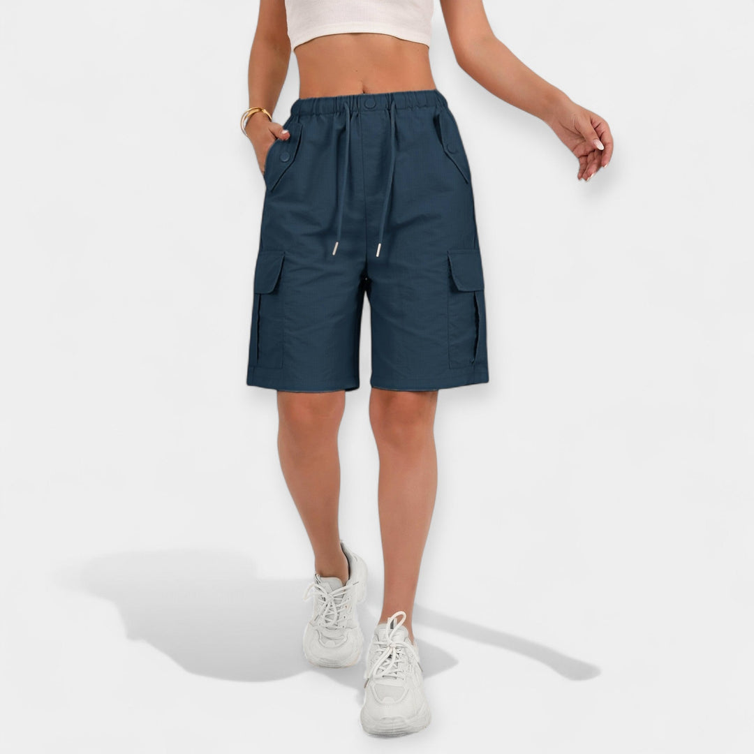Dorthe | Dame Hør Cargo Shorts Til Sommer Med Lommer