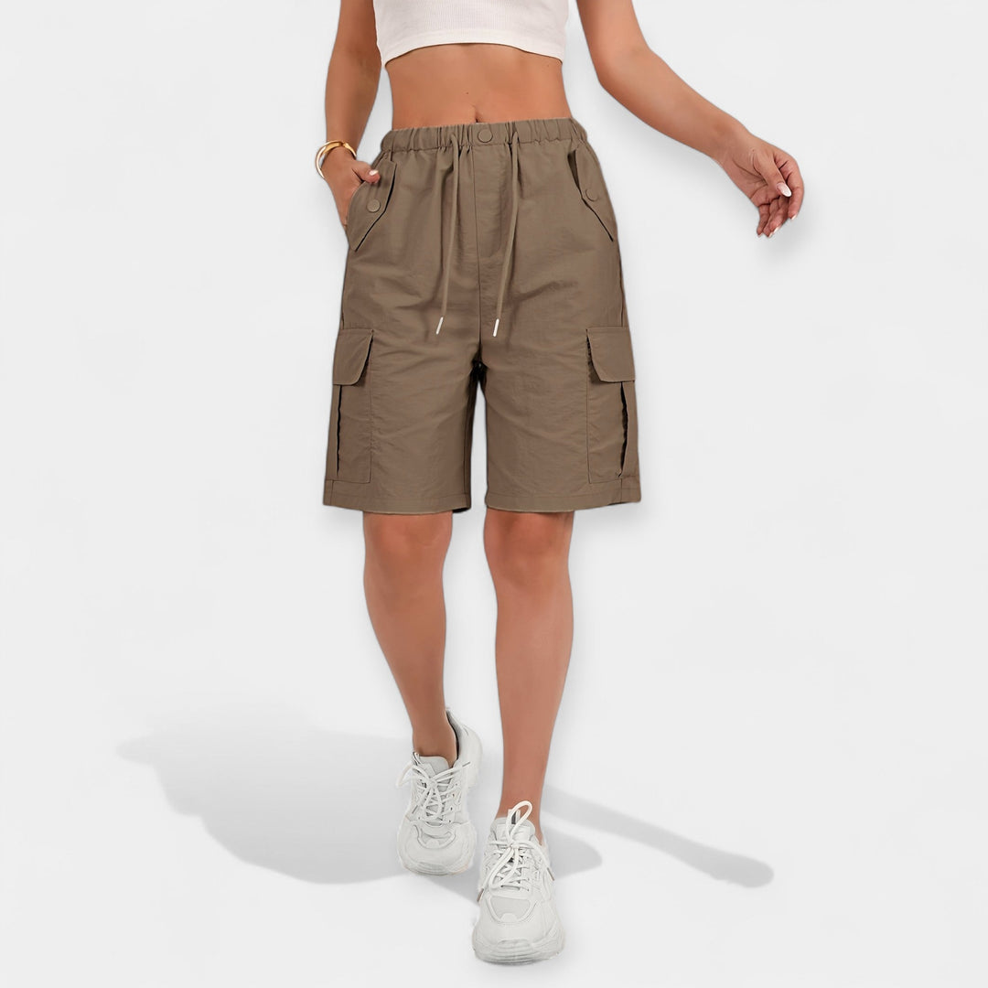 Dorthe | Dame Hør Cargo Shorts Til Sommer Med Lommer