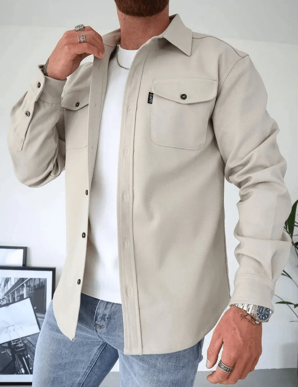 Henrik | Herre Overshirt Med Lange Ærmer Og To Brystlommer