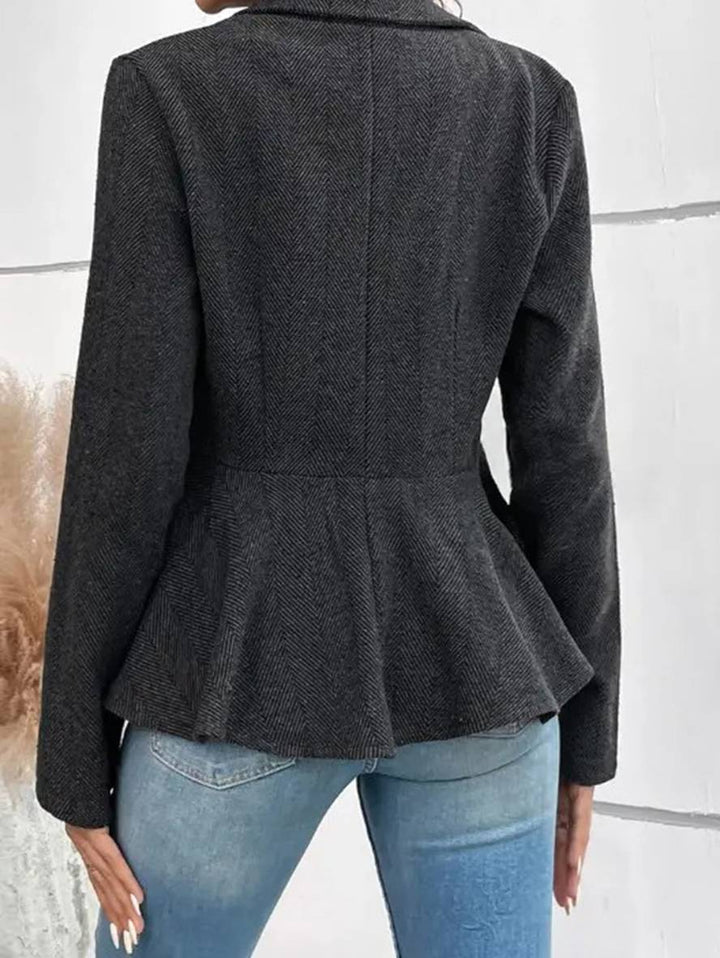 Gudrun | Dame Blazer Forår Kort Chevron Peplum Dobbeltradet