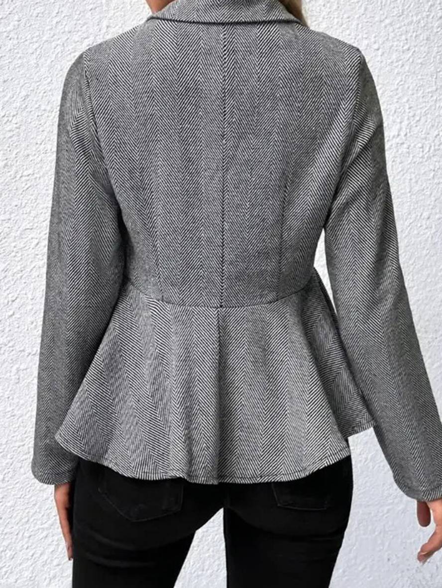 Gudrun | Dame Blazer Forår Kort Chevron Peplum Dobbeltradet