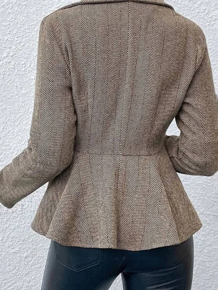 Gudrun | Dame Blazer Forår Kort Chevron Peplum Dobbeltradet