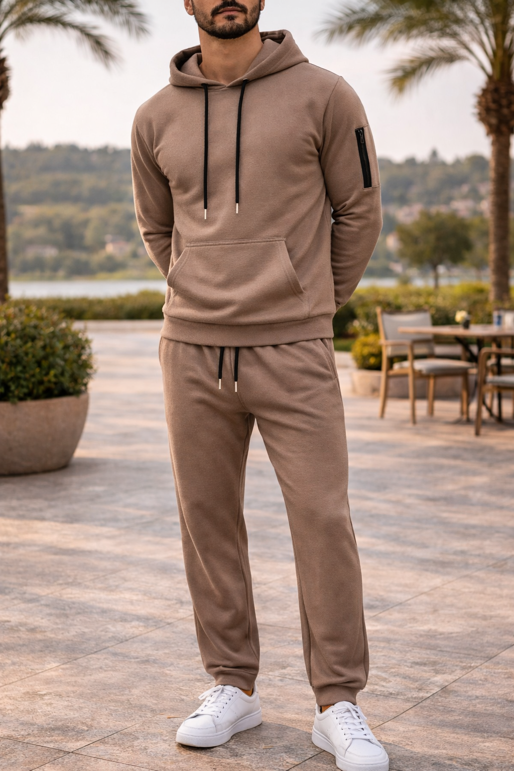 Benny | Herre Tracksuit-Sæt Med Hætte Og Elastisk Talje