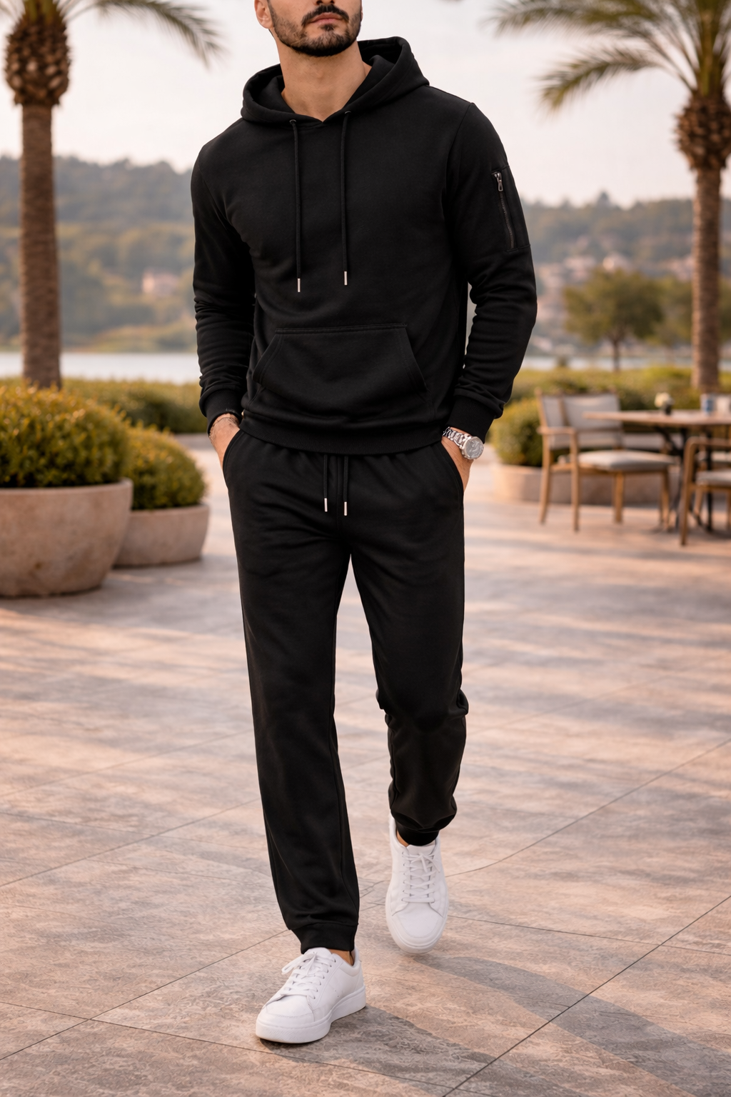 Benny | Herre Tracksuit-Sæt Med Hætte Og Elastisk Talje