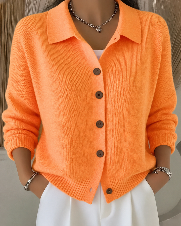 Lone | Dame Cardigan Med Skjortekrave Og Knaplukning