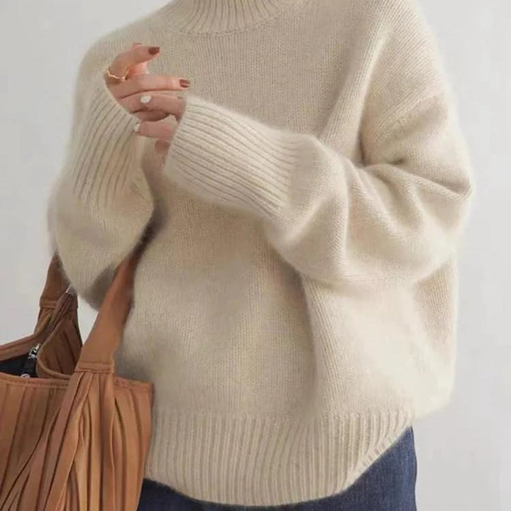 Anna | Dame Oversized Striktrøje Med Turtleneck Og Løs Pasform