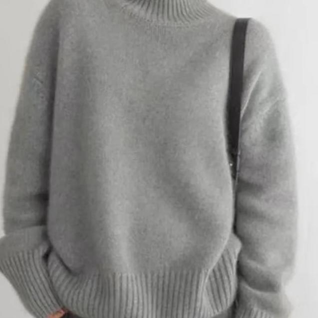 Anna | Dame Oversized Striktrøje Med Turtleneck Og Løs Pasform