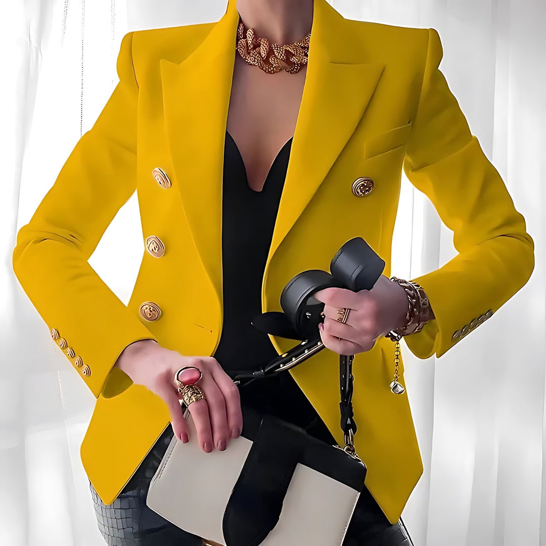 Rikke | Dame Skræddersyet Dobbeltradet Blazer Med Guldknapper