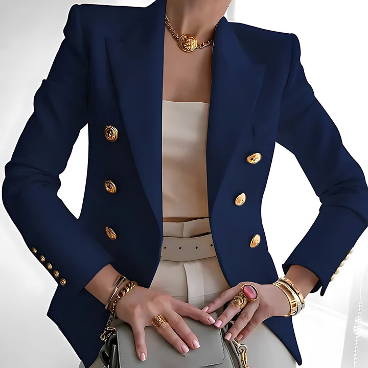 Rikke | Dame Skræddersyet Dobbeltradet Blazer Med Guldknapper