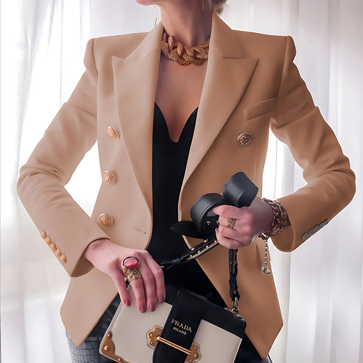Rikke | Dame Skræddersyet Dobbeltradet Blazer Med Guldknapper
